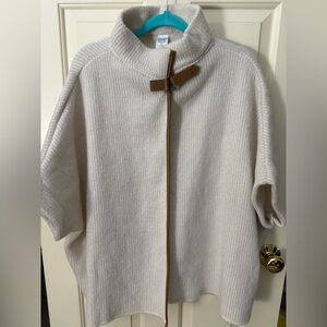 Cream Knit Poncho/Cape with Brown Buckle